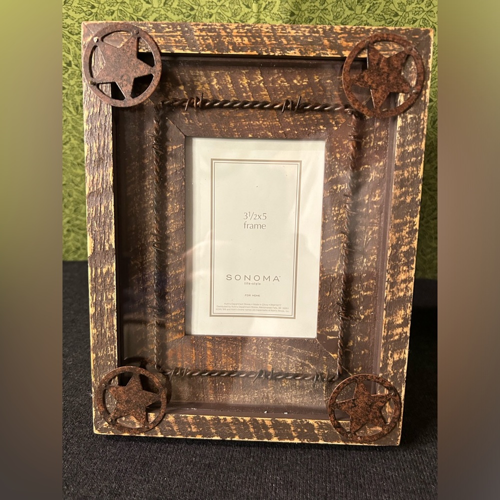 Sonoma Life Style 3.5x5 Photo Frame With Texas Stars Metal Cowboy Western
